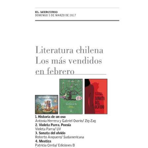 Literatura chilena. Los más vendidos en febrero.