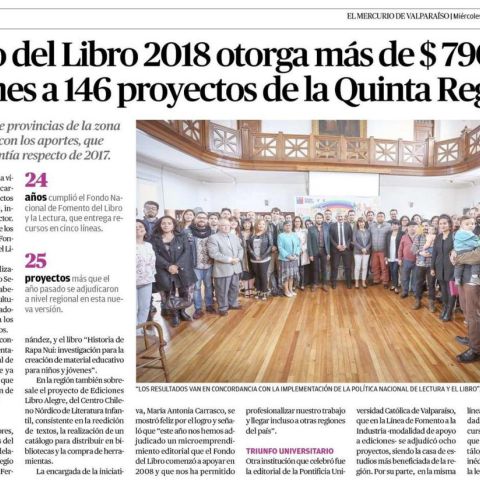 Fondo del libro 2018 otorga más de $790 millones a 146 proyectos de la Quinta Región