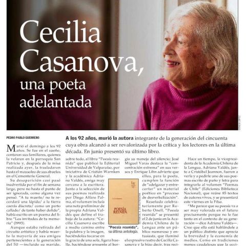 Cecilia Casanova, una poeta adelantada
