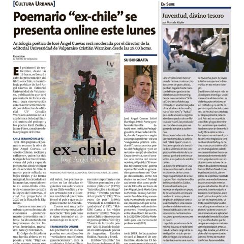Poemario «ex-chile» se presenta online este lunes