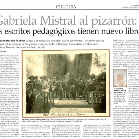 Gabriela Mistral al pizarrón: sus escritos pedagógicos tienen nuevo libro