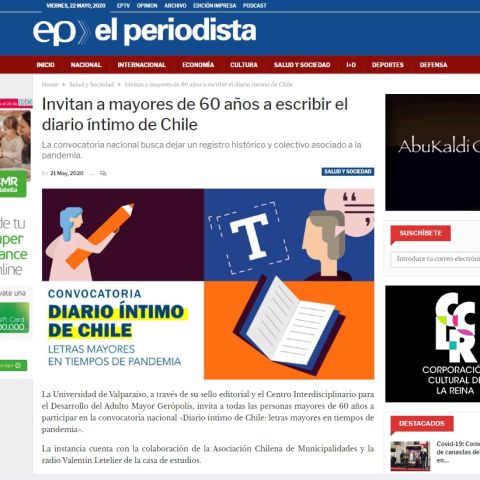 Invitan a mayores de 60 años a escribir el diario íntimo de Chile