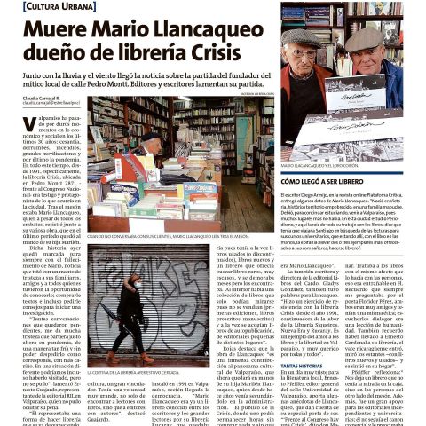 Muere Mario Llancaqueo, dueño de librería Crisis