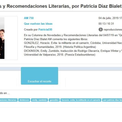 Columna de Novedades y Recomendaciones Literarias, por Patricia Díaz Bialet