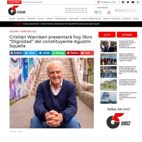 Cristián Warnken presentará hoy libro “Dignidad” del constituyente Agustín Squella