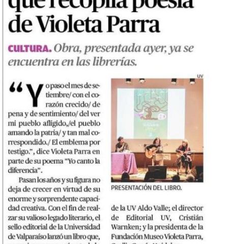 La UV lanza libro que recopila poesía de Violeta Parra