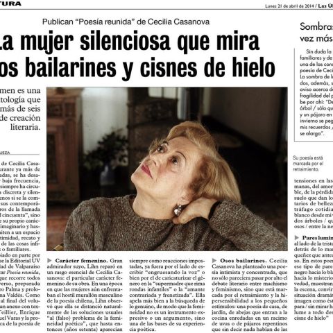 Publican "Poesía reunida" de Cecilia Casanova