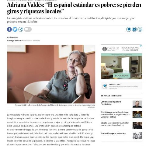 Adriana Valdés: “El español estándar es pobre: se pierden giros y riquezas locales”