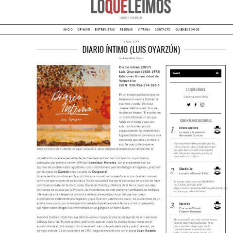 Diario íntimo (Luis Oyarzún)