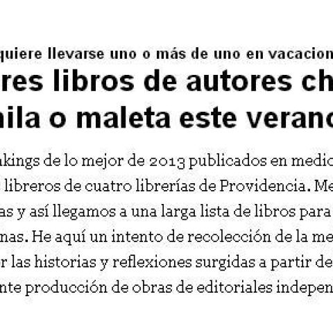 Los mejores libros de autores chilenos para echar a la mochila o maleta este verano 2014
