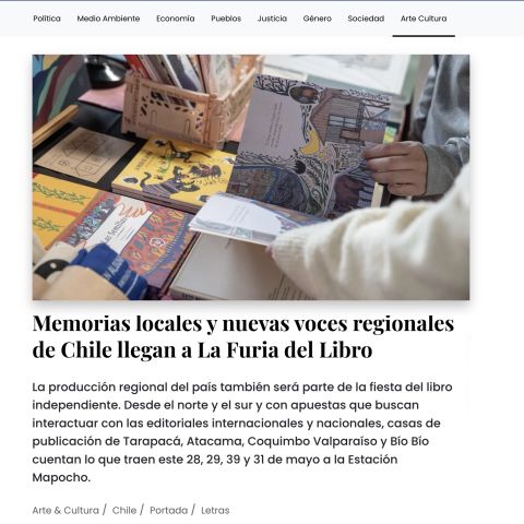 Memorias locales y nuevas voces regionales de Chile llegan a La Furia del Libro