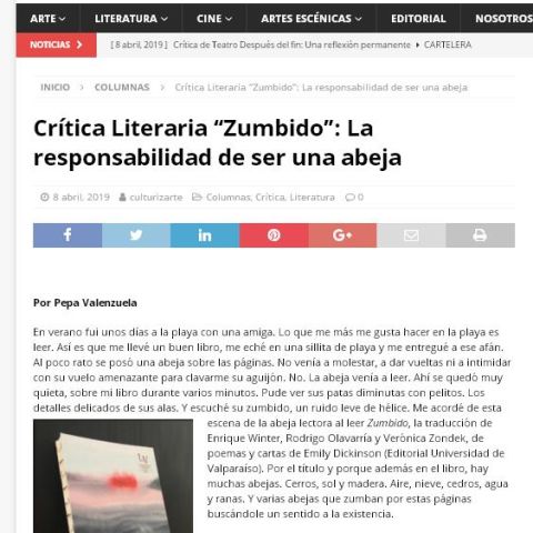 Crítica Literaria “Zumbido”: La responsabilidad de ser una abeja
