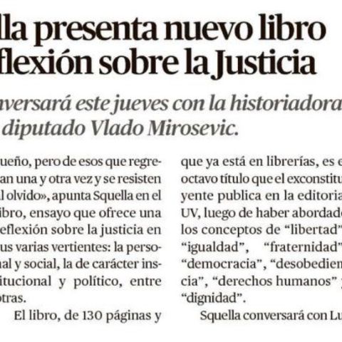 Agustín Squella presenta nuevo libro que es una reflexión sobre la justicia