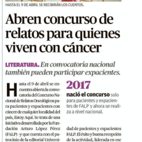 Abren concurso de relatos para quienes viven con cáncer