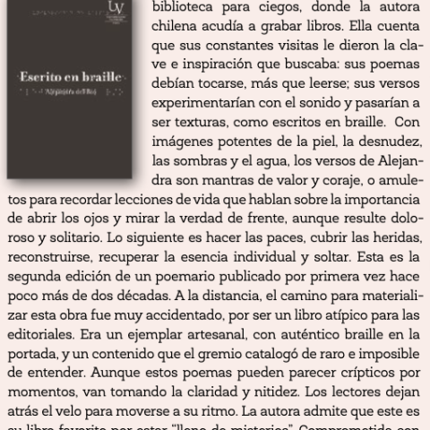 Reseña de «Escrito en braille»