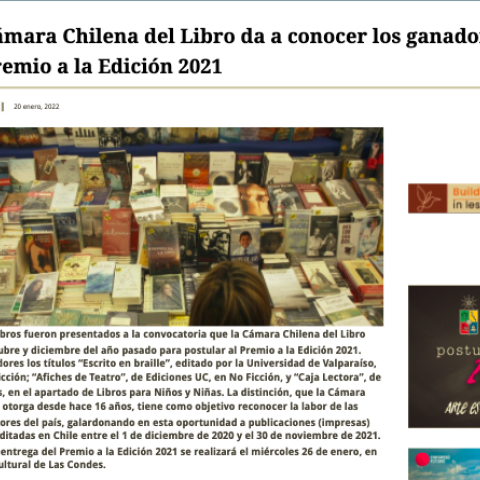Cámara Chilena del Libro da a conocer los ganadores del Premio a la Edición 2021