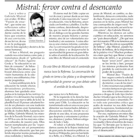 Mistral: fervor contra el desencanto (Columna de Cristián Warnken)