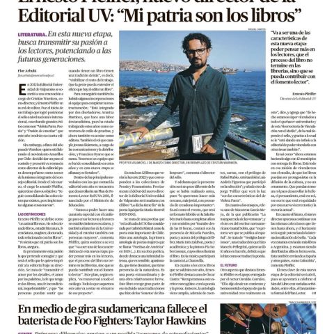 Ernesto Pfeiffer, nuevo director de la editorial UV: "Mi patria son los libros".