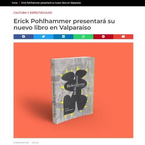 Erick Pohlhammer presentará su nuevo libro en Valparaíso