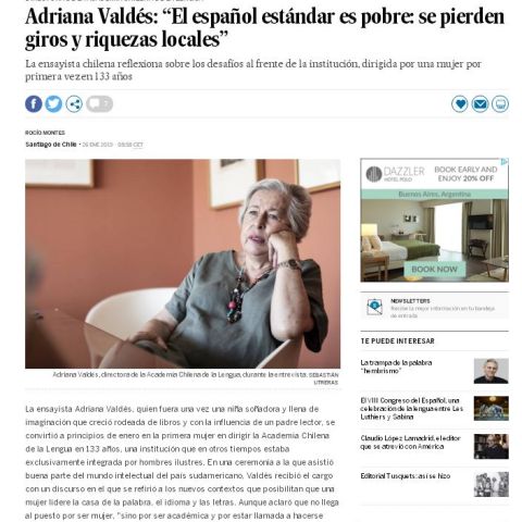 Adriana Valdés: “El español estándar es pobre: se pierden giros y riquezas locales”