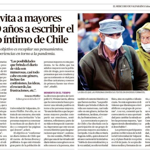 UV invita a mayores de 60 años a escribir el diario íntimo de Chile