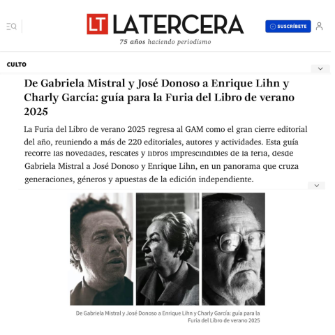 De Gabriela Mistral y José Donoso a Enrique Lihn y Charly García: guía para la Furia del Libro de verano 2025