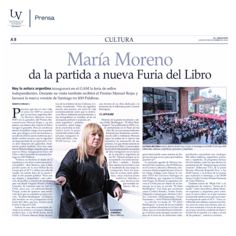 María Moreno da la partida a nueva Furia del Libro