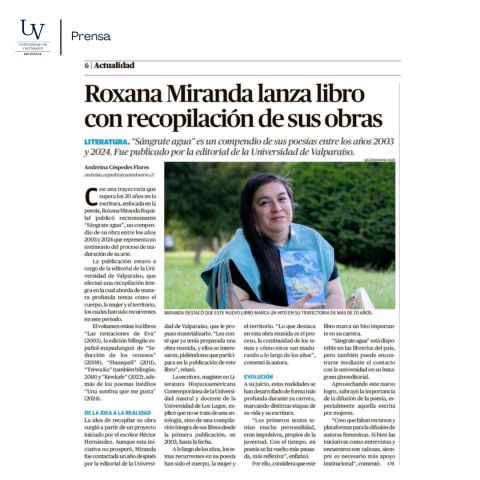 Roxana Miranda lanza libro con recopilación de sus obras