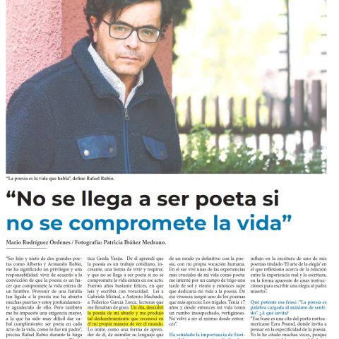 Rafael Rubio: "No se llega a ser poeta si no se compromete la vida"