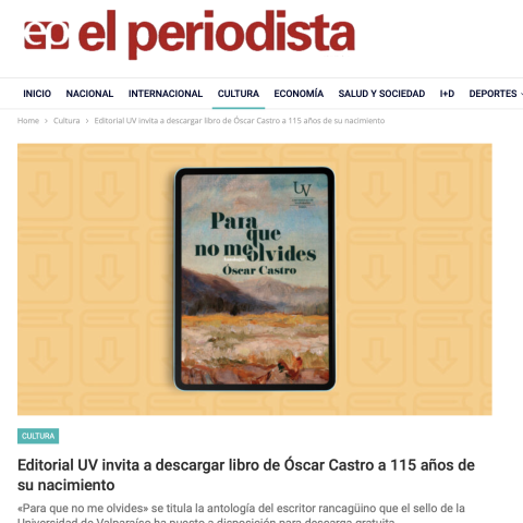 Editorial UV invita a descargar libro de Óscar Castro a 115 años de su nacimiento