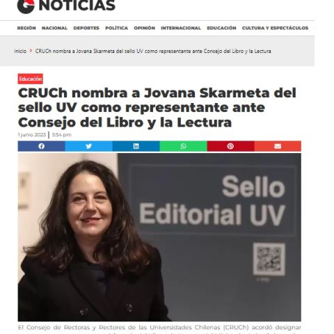 CRUCh nombra a Jovana Skarmeta del sello UV como representante ante Consejo del Libro y la Lectura