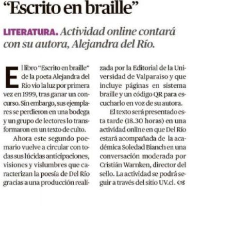 Hoy presentan el libro «Escrito en braille»