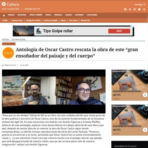 Antología de Óscar Castro rescata la obra de este “gran ensoñador del paisaje y del cuerpo”