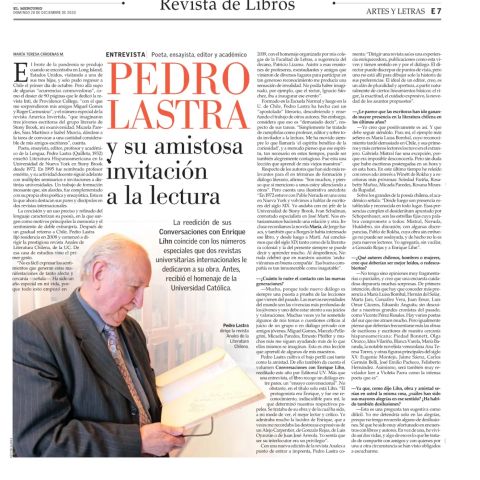 Pedro Lastra y su amistosa invitación a la lectura