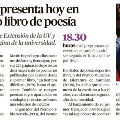 Erick Pohlhammer presenta hoy en Valparaíso su nuevo libro de poesía