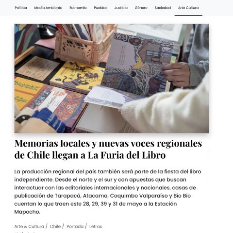 Memorias locales y nuevas voces regionales de Chile llegan a La Furia del Libro