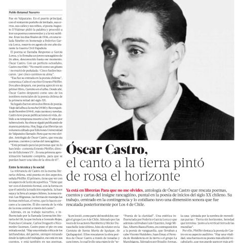 Óscar Castro, el canto a la tierra pintó de rosa el horizonte