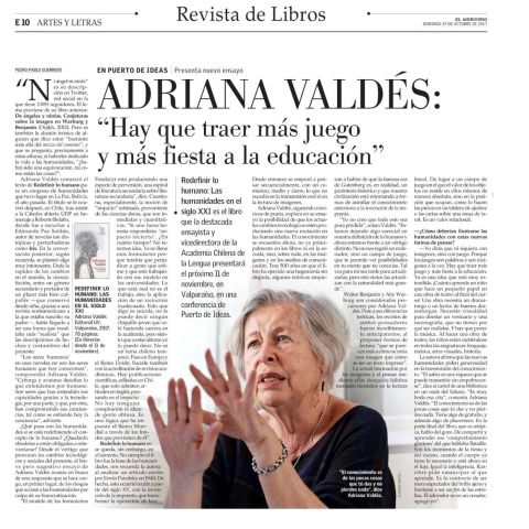 Adriana Valdés presenta nuevo ensayo. Puerto de Ideas